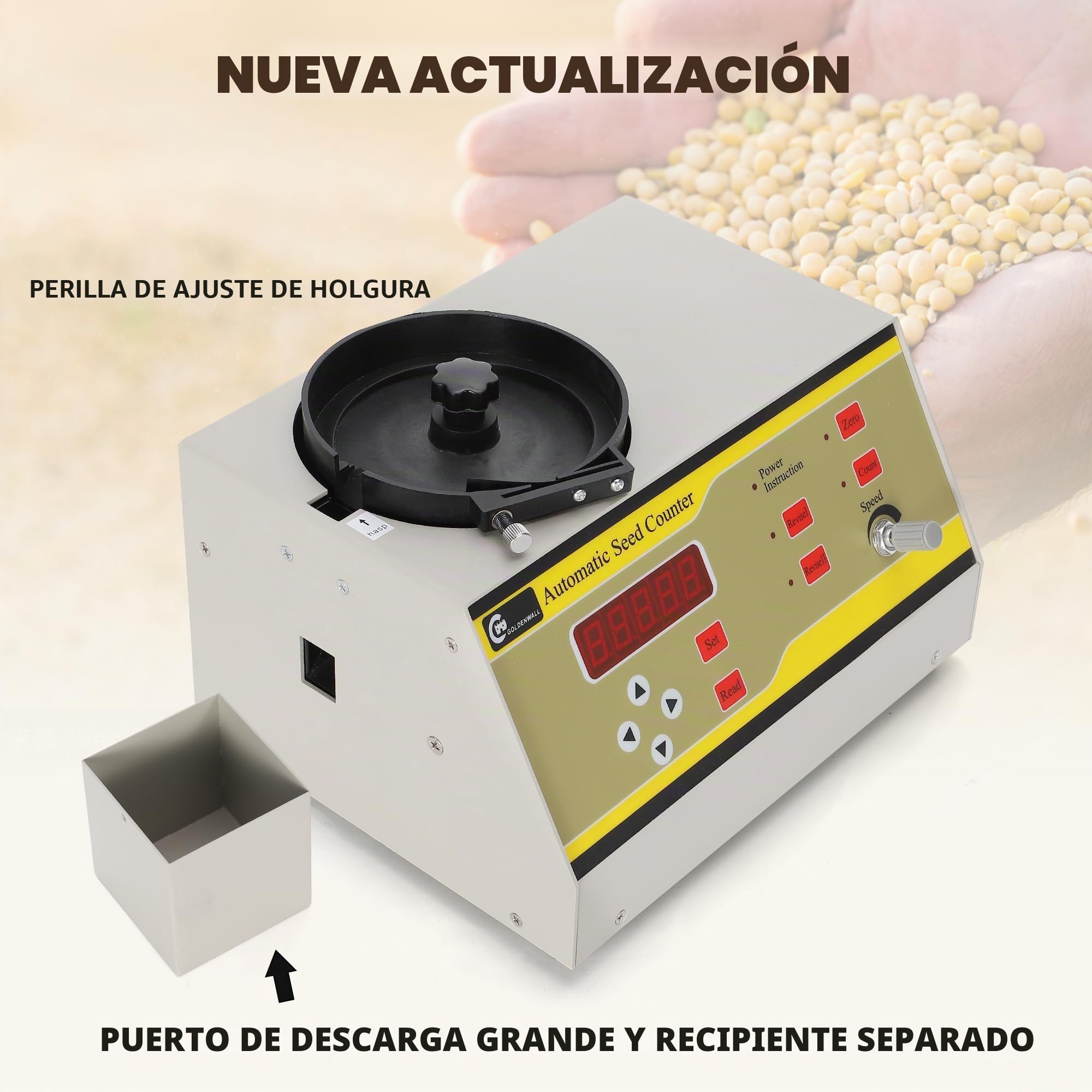 CGOLDENWALL Contador de Semilla Automático Máquina de Contar de Plato Ajustable para Varios Tipos de Semillas como Arroz Trigo Maíz Semillas de Hortalizas y Más SLY-C
