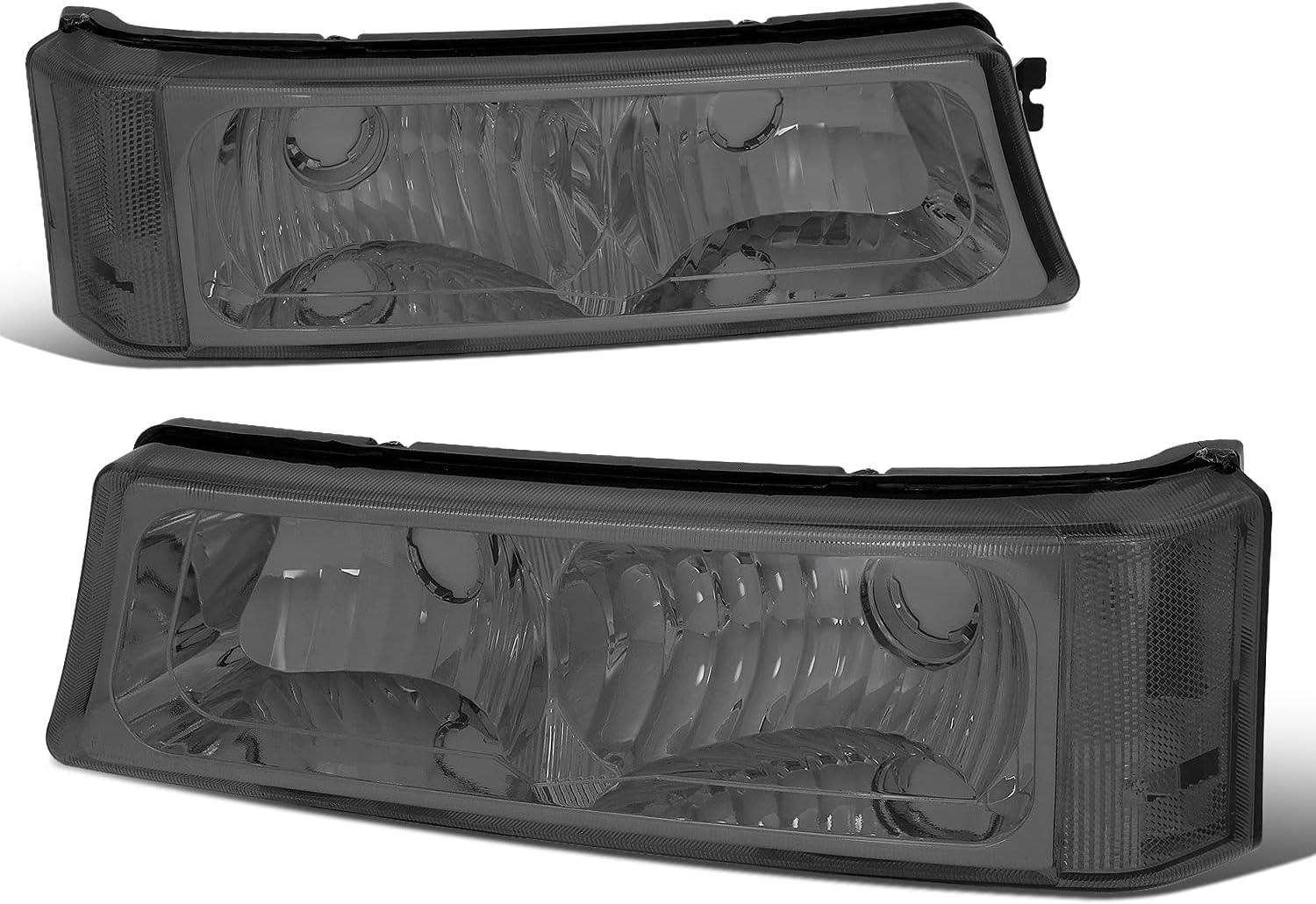 Auto Dynasty Pair Chrome Housing Clear Corner Front Bumper Light Lamp Compatible with Chevy Silverado Avalanche 03-06