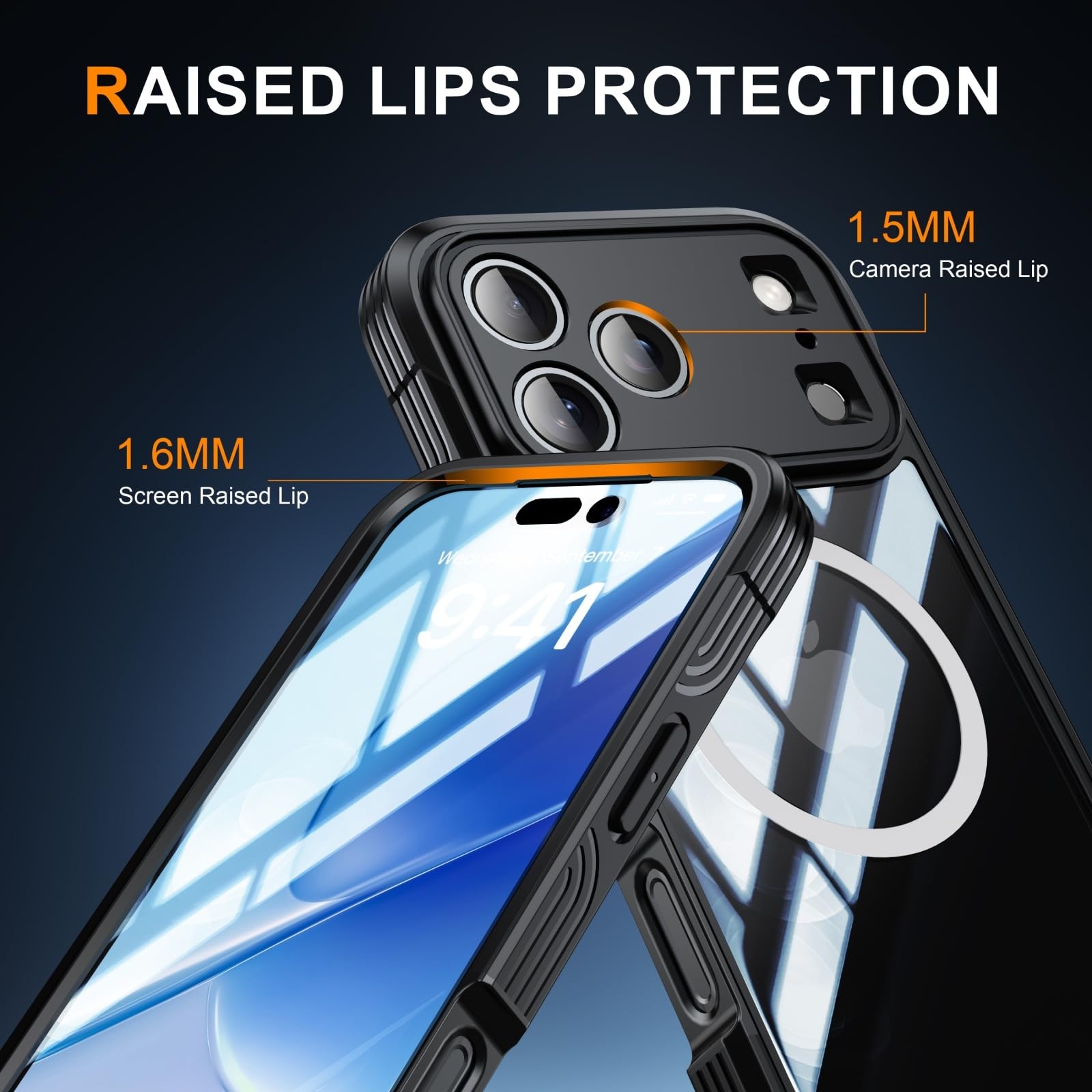 Funda para iPhone 17 Pro Max/17 Pro/17 Air/17, Carcasa Trasera Transparente de Doble Cara, Resistente a Golpes y con Protección de Pantalla, Compatible con MagSafe