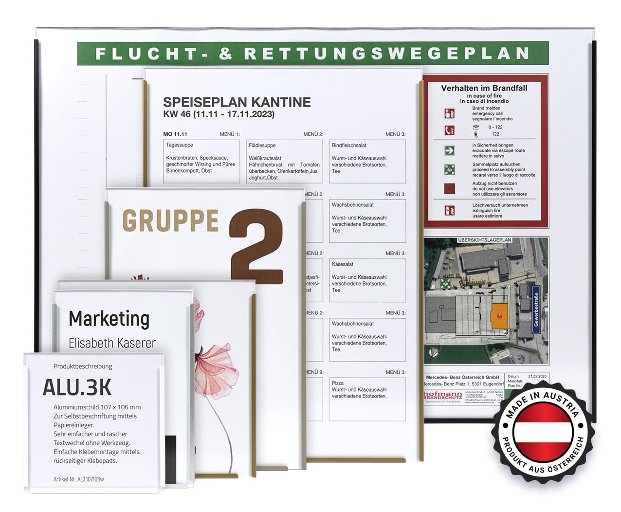 ALU.3K Türschilder/Büroschilder in 5 Farben - 5er Pack – A6 bis A3 - Einfache Selbstbeschriftung – Klebemontage (210,5 x 297 mm (DIN A4), Perlbeige)