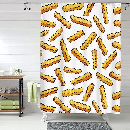 Miniatura 3 de PAILON French Fries Plastic Shower Curtain Liner 60x72in Extra Long Shower Curtains for Bathroom Clearance Set with Hooks Cortinas De BañO,