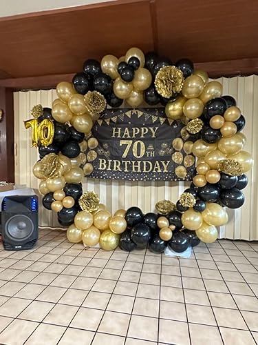 Miniatura 8 de Kit de arco de globos en blanco y dorado, kit de guirnalda de globos de látex de confeti negro dorado con globos de estrella 4D de 22 pulgadas para