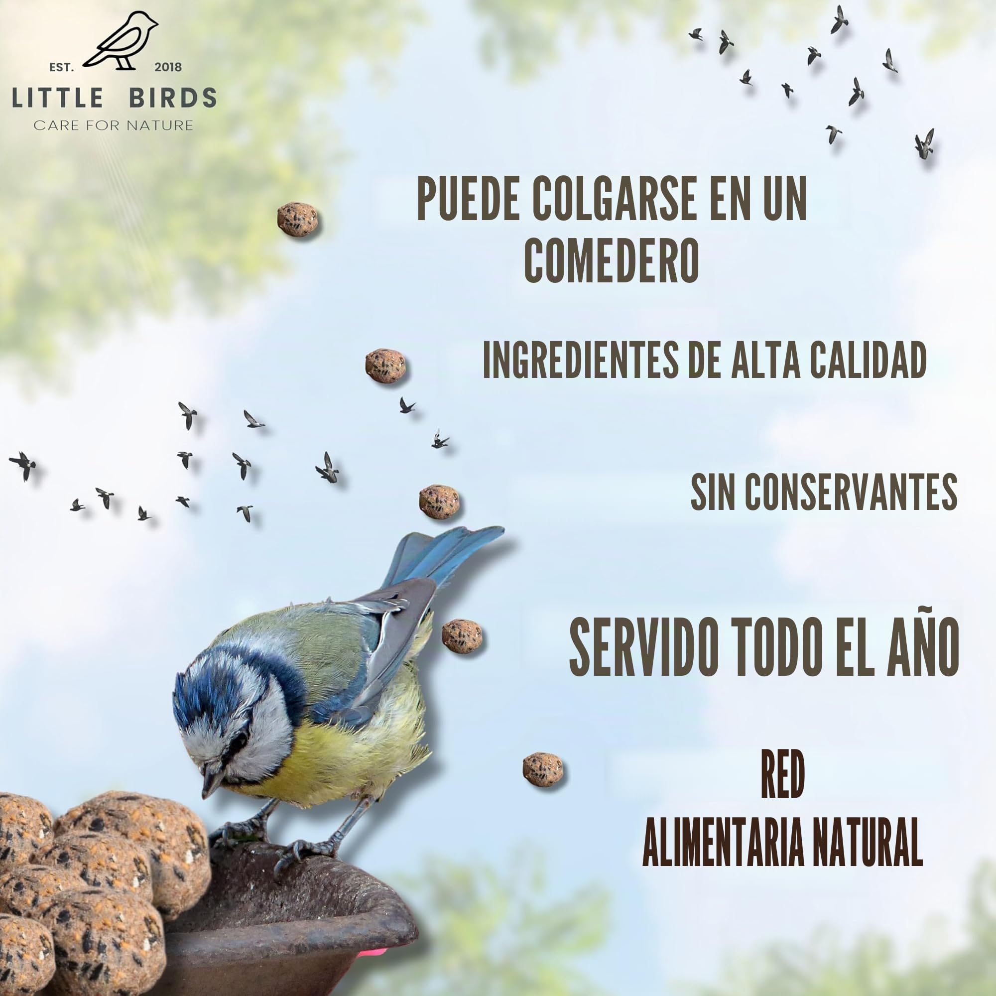 Bolas de Grasa para Pájaros al Aire Libre 100 Piezas 9 kg - Comida Pajaros - Alimento para pájaros al Aire Libre - Comida Aves Silvestres - 100% Natural
