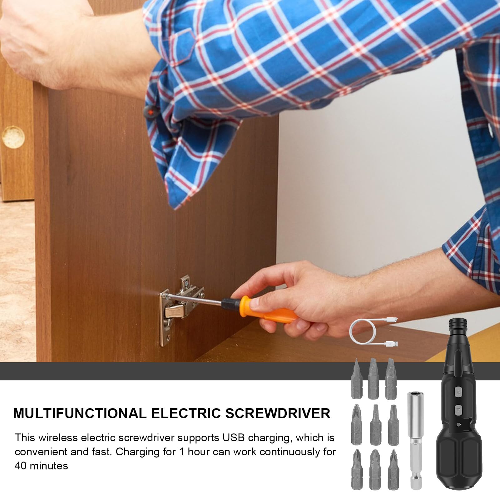Zestaw Elektrycznej Wkrętarki Wiertarka 3.6V Z Blokadą Obrotu