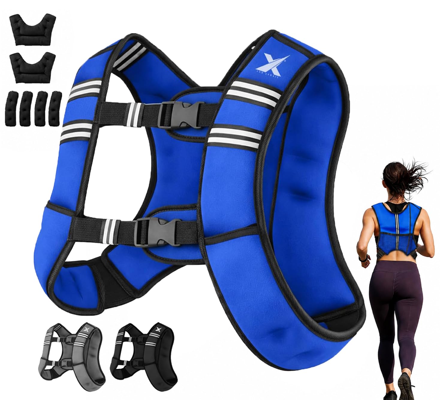 Xn8 Adjustable Weighted Vest with Removable 3.5/5/8/10kg Weights, Neoprene Weight Vest for Men & Women, Running, Walking, Rucking, Bodyweight Strength Training, Gym, Home Workout & Calisthenics