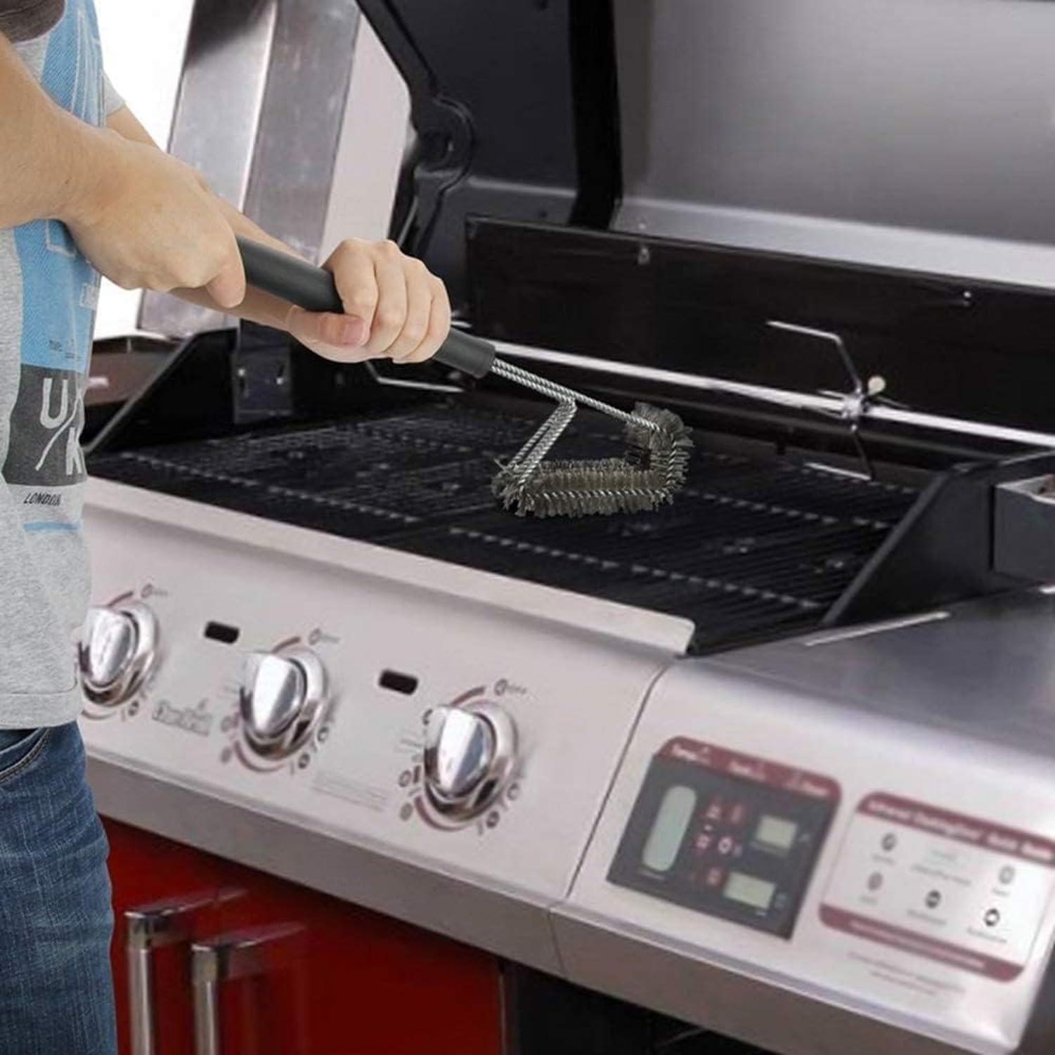 HURUMA Pincel Limpieza Barbacoa Cocina Grill Cerdas Resistentes Acero Inoxidable Mordazas