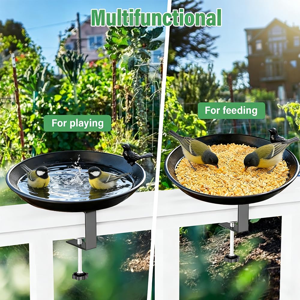 Bain d'oiseaux Suspendu pour Balustrade de Balcon 21cm Fonte Mangeoire Oiseaux