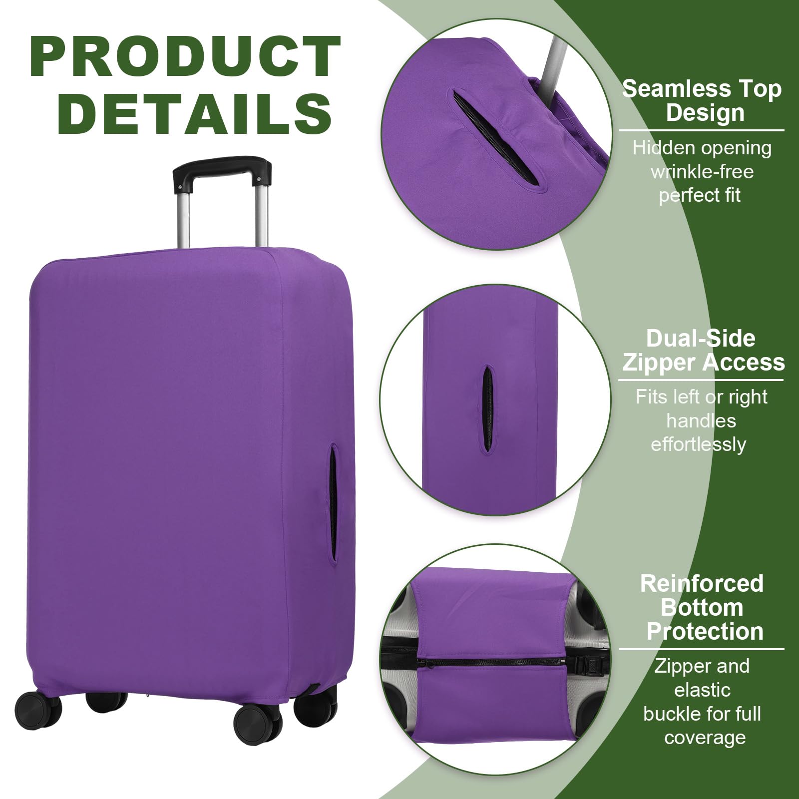 PATIKIL Copertura per bagagli, copertura elastica per valigie, lavabile, antigraffio, adatta per bagagli da 45,7 a 53,3 cm, per viaggi di lavoro, viola, Viola, 18-21 inch, moderno