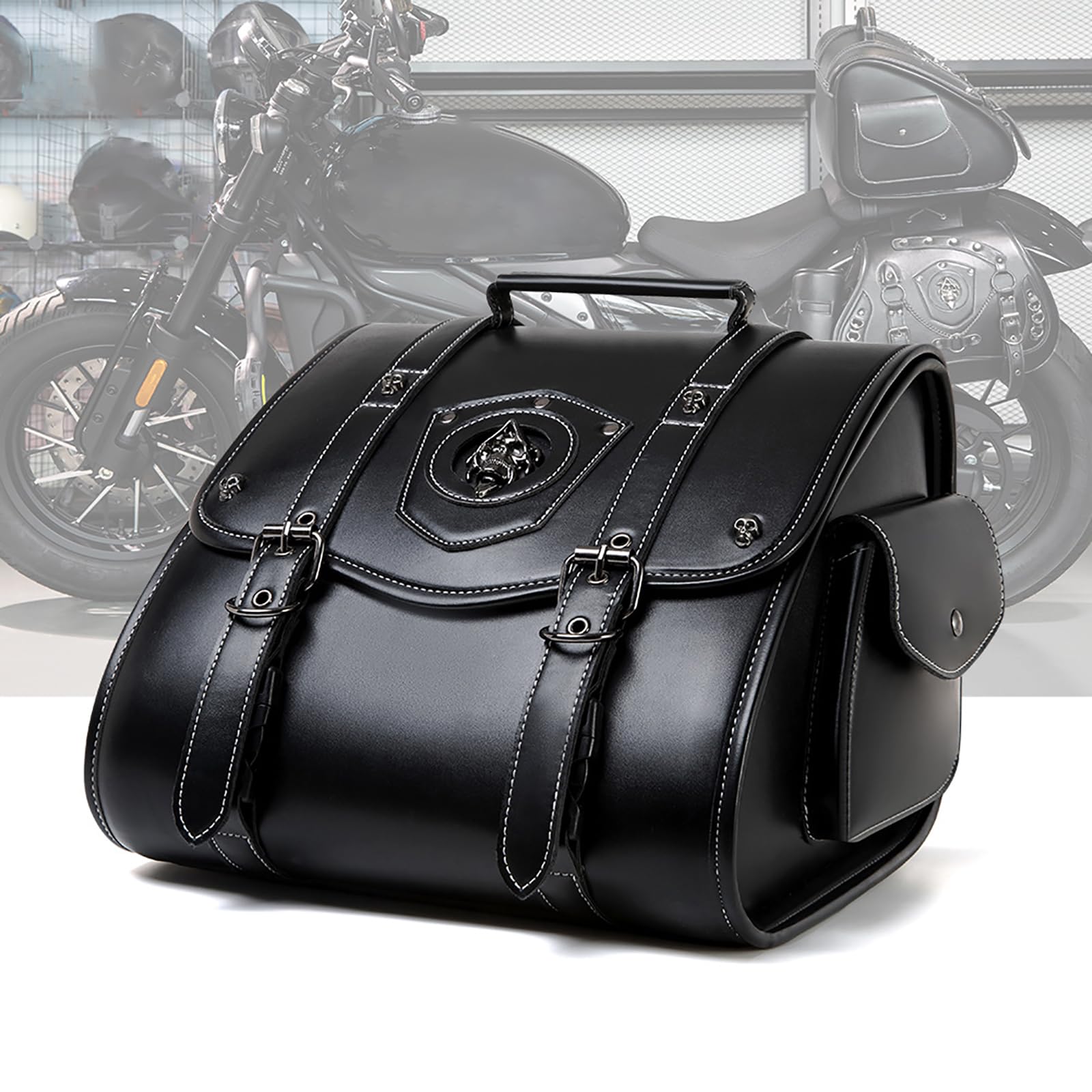 Bolsa de Cola de Moto de Cuero para Harley Davidson Softail Custom 1986-2018, Baúl para Moto, Bolsas Laterales, Sillín, Herramienta, Maletero, Alforjas, Equipaje de Moto