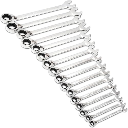 GEAWRENCH 16 Pc. Reversible Ratcheting Combination Wrench Set, Metric - 9602N