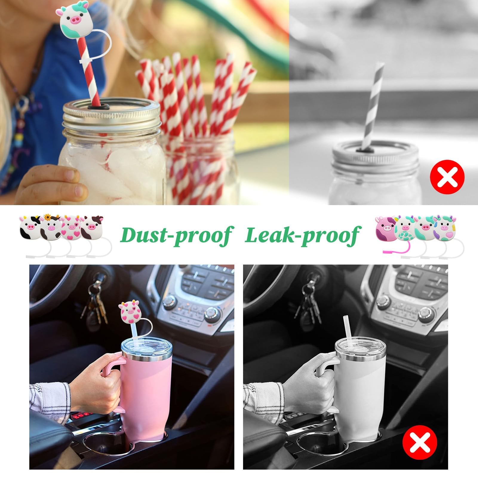 RUNRAYAY Lot De 5 Capuchons De Paille Pour Tasse Stanley – Couvercles De Paille En Silicone Compatibles