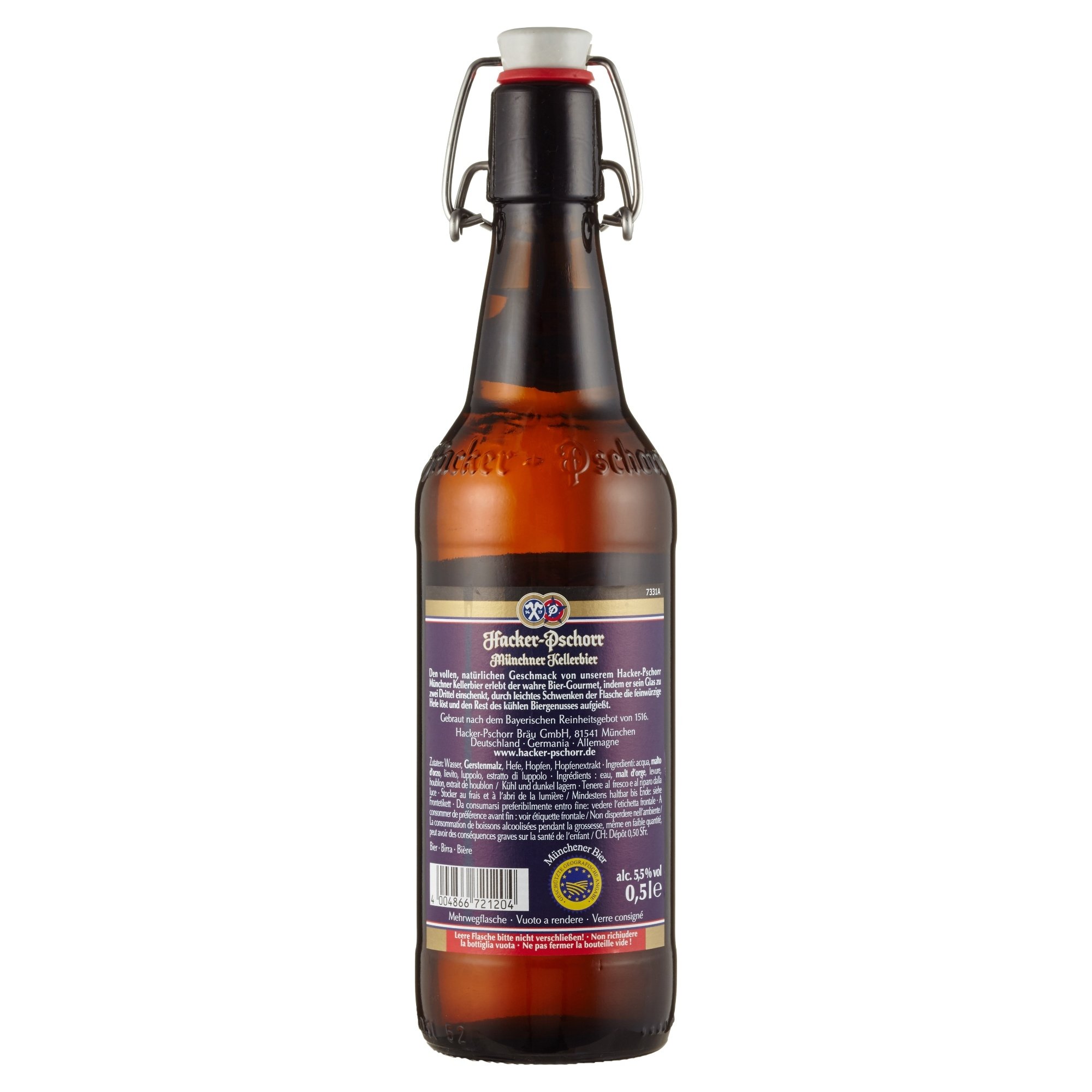 Hacker Pschorr Naturtrübes Kellerbier, MEHRWEG (20 x 0.5 l)