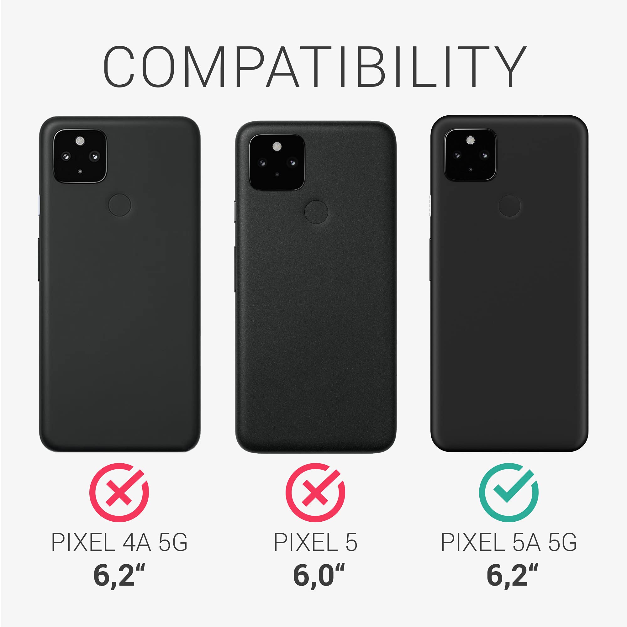 kwmobile Case Compatible with Google Pixel 5a 5G Case - Soft Slim Protective TPU Silicone Cover - Black