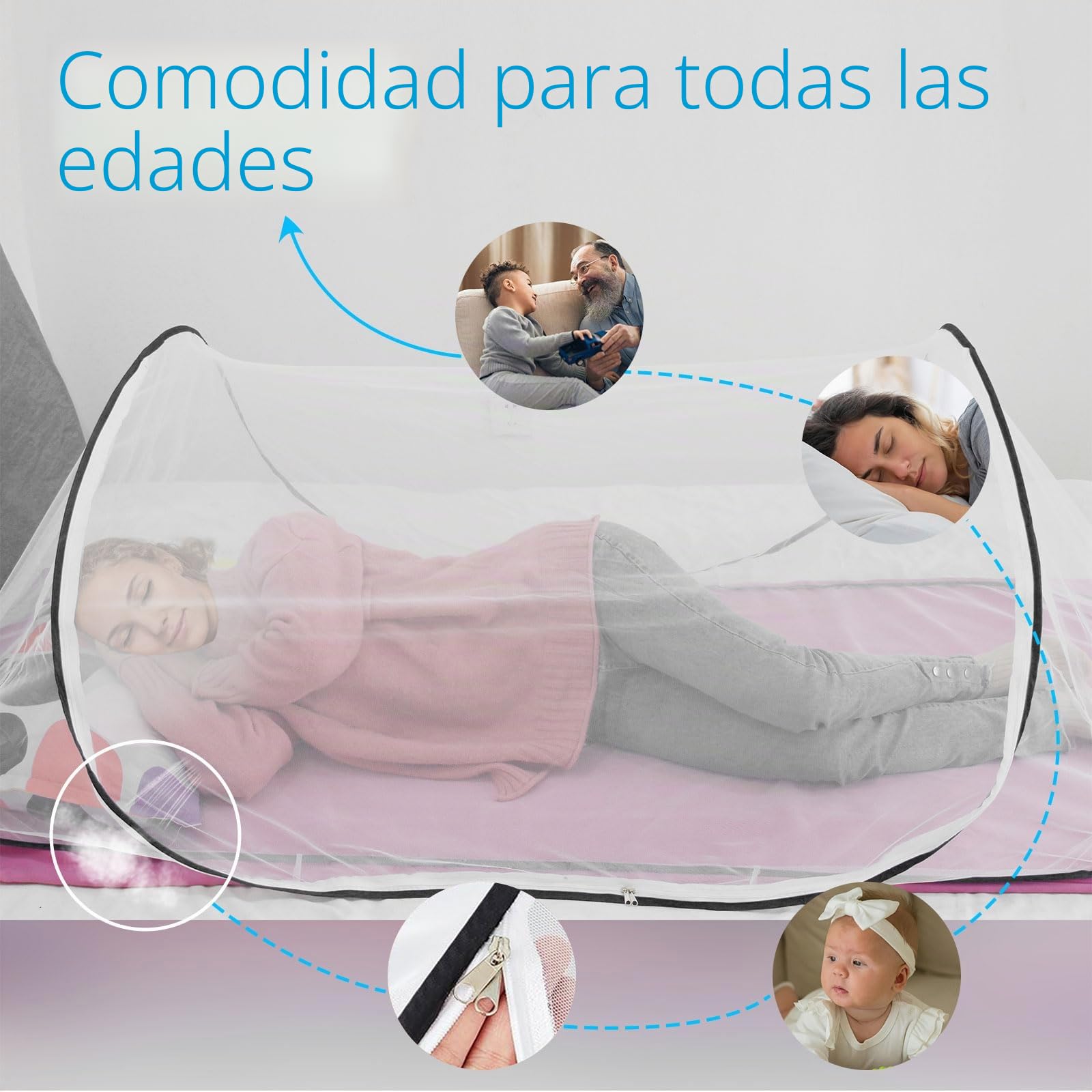 Mosquitera desplegable, 200 x 80 x 56 cm, mosquitera plegable, tienda de campaña portátil, mosquitera para cama, viajes, camping al aire libre, cómoda, rápida y portátil