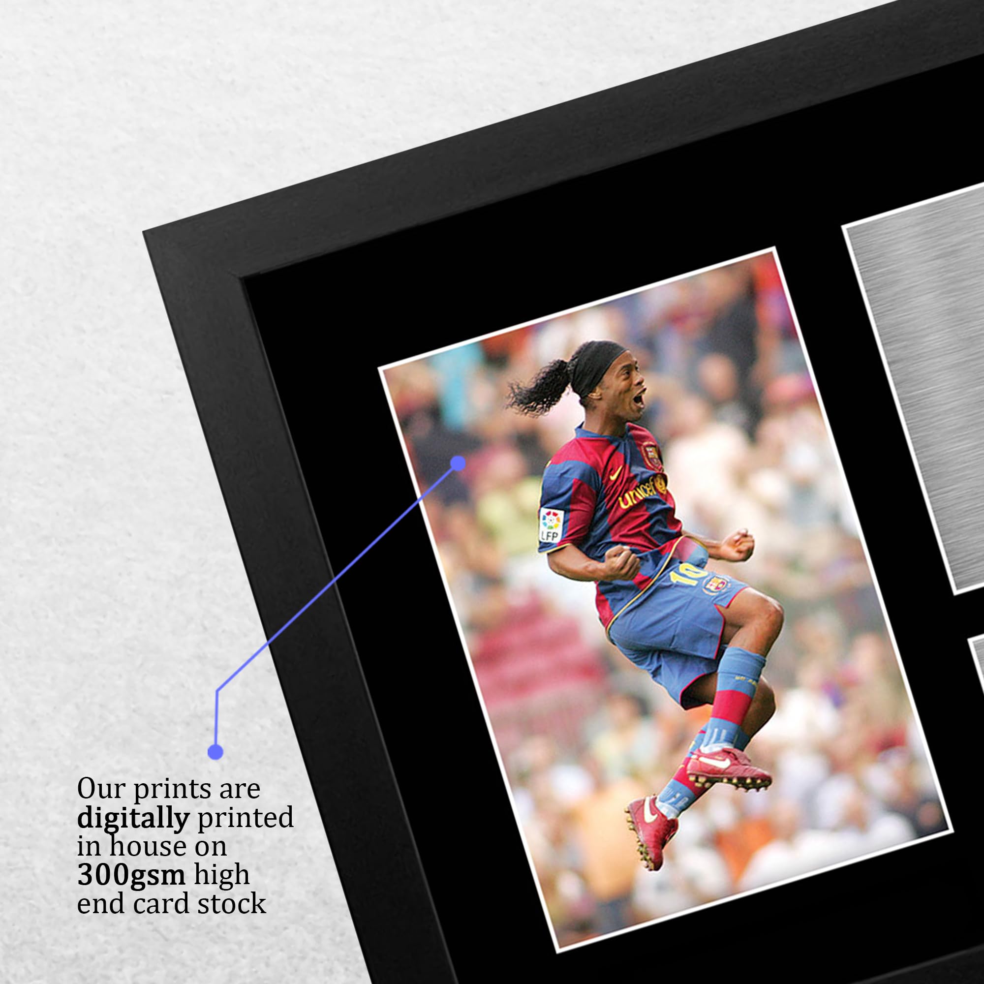 Photo Signée A4 De Messi & Ronaldinho – Poster Déco Foot Pour Fans – Cadre Inclus