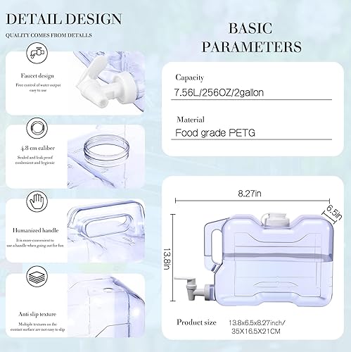 Miniatura 2 de Dispensador de bebidas para nevera, refrigerador, botella dispensadora de agua reutilizable de plástico con espita sin BPA para fiestas al aire