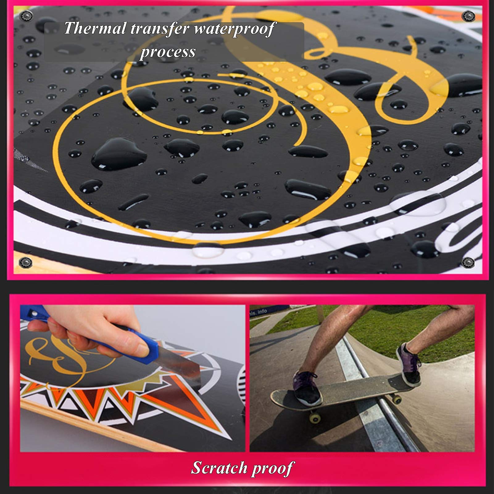Skateboard Complet pour débutants, Adolescents, Enfants, garçons et Filles, 31" x 8" avec Planche en érable, Cruiser Pro Skateboards Longboards Double Kick Skateboard pour débutants