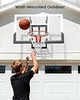 Vista 6 de Wall Mounted Basketball Hoop Indoor Outdoor with 52 Inch Shatterproof Backboard, Adjustable Garage Wall Mount Basketball Goal System