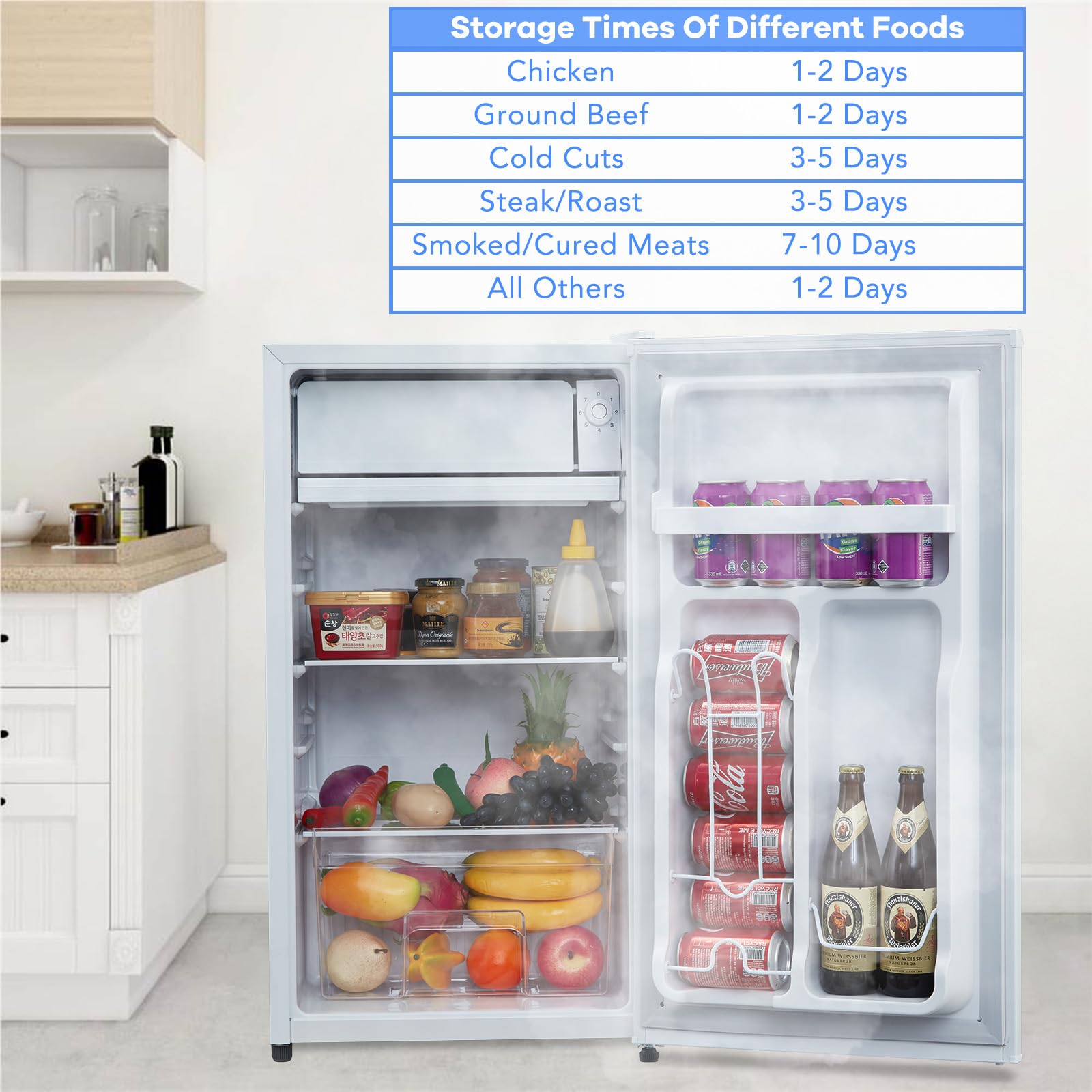 4.3 Cu.Ft Single Mini Refrigerator-Freezer Compartment-Adjustable Thermostat Control-Reversible Doors-Ideal For Dorm, Office, RV, Garage, Apartment on Fridge.com - View 5