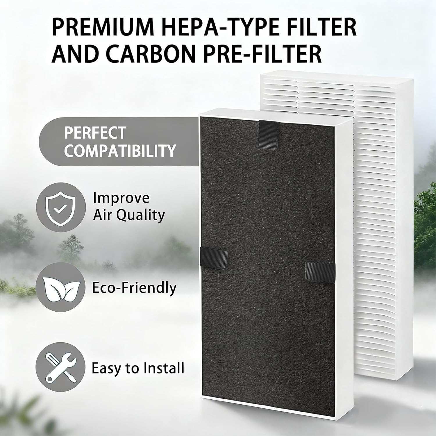 4-Pack FRF102B Replacement Filter Compatible with Febreze FRF102B/FHT170/FHT180/FHT190 Purifiers and Honey-Well Clean U Filter HRF201B/HHT270/HHT290 Purifiers
