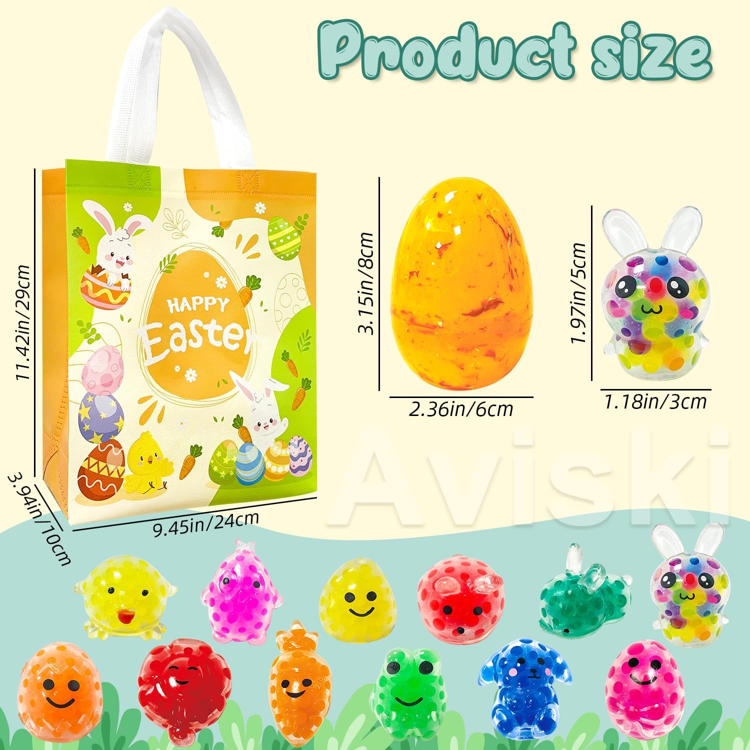 12Pcs Easter Marble Eggs with Mochi Squishy Toys, 1pc Non Woven Bags for Easter Theme Party Favors, Supplies for Easter Egg Hunt, Basket Stuffers/Fillers, Classroom Prize Supplies Toddler Boys Girls