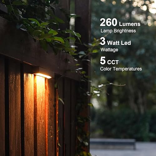 Miniatura 2 de GOODSMANN Luces de paso al aire libre, 6 unidades, luces de cubierta de bajo voltaje, 7 pulgadas, 5CCT, luces de pared de contención, 3 W, LED, 260