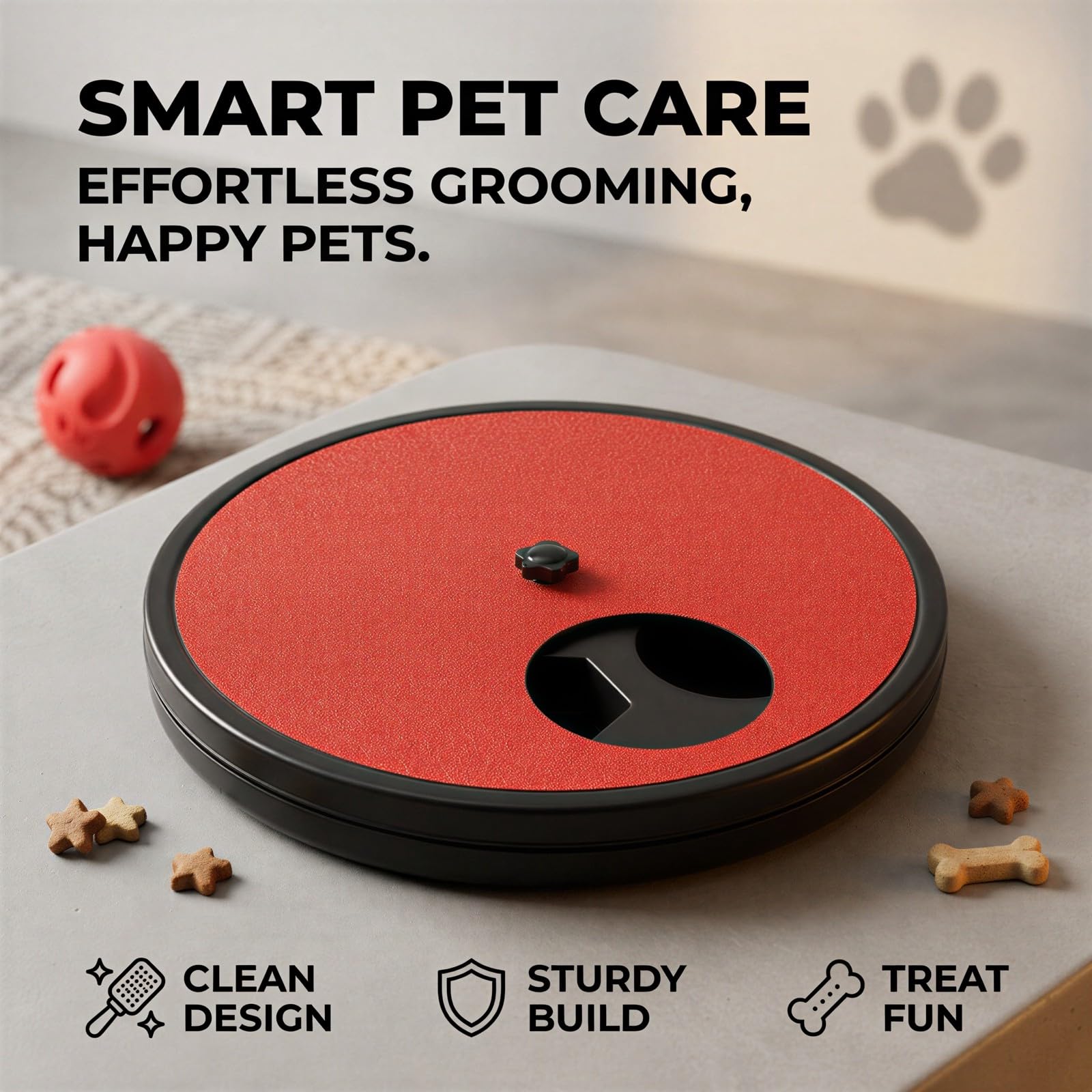 Griffoir à Ongles pour Animaux, 11,8 x 1,5 Pouces, Rotatif avec boîte à friandises, Tapis interactif pour Chiens et Chats, mangeoire Lente à 6 Compartiments cachés, Rouge