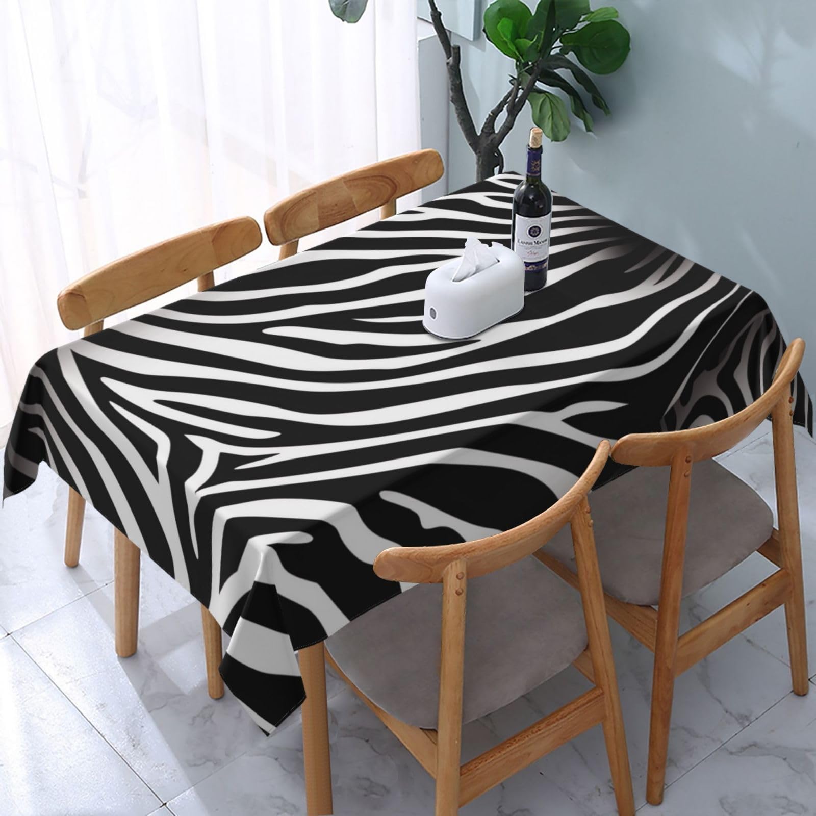 WPKJU Zebra Print Printed Tablecloth Water Resistant Table Cover Washable Rectangle Table Cloth for Tables 54x72 in