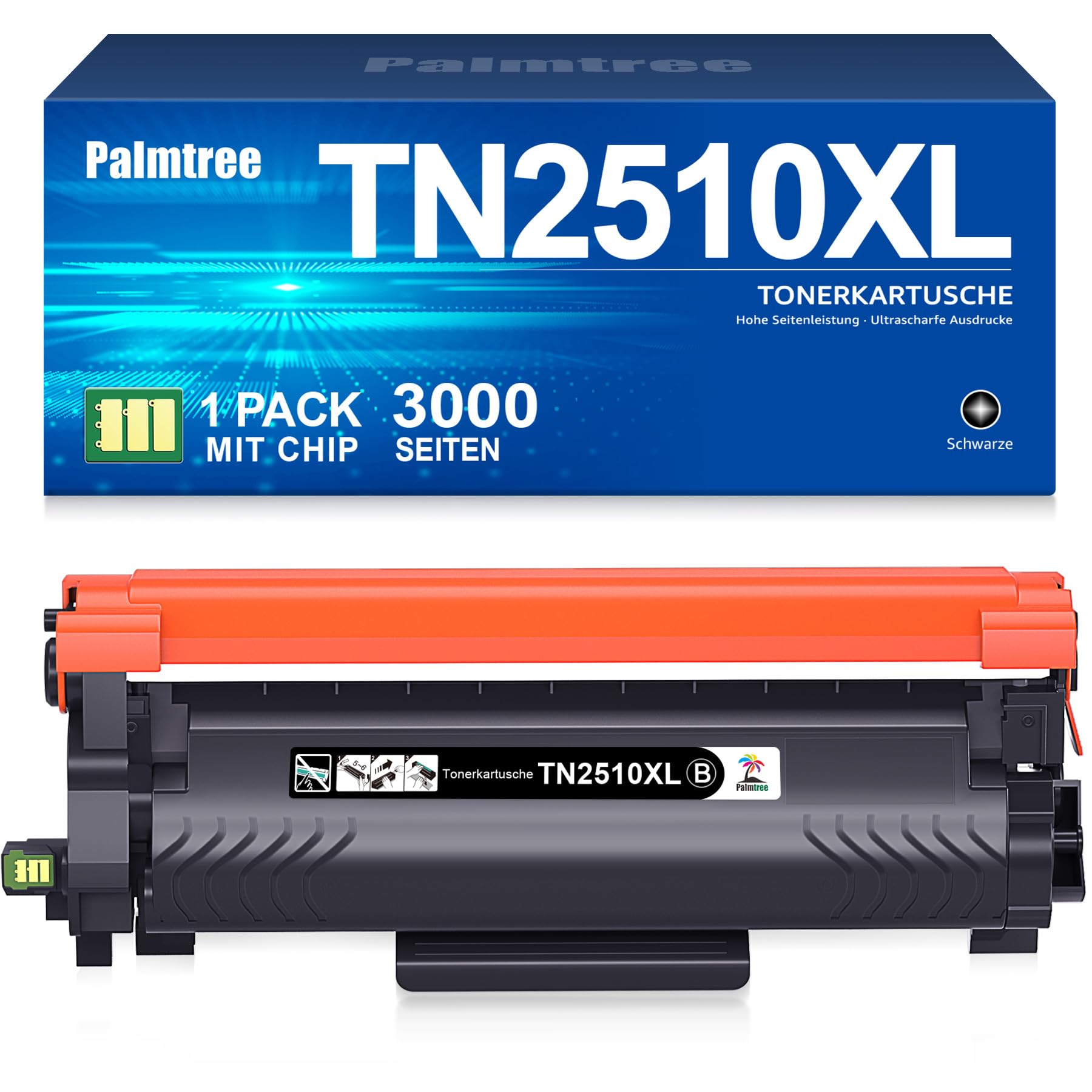 Palmtree TN2510 TN2510XL TN-2510 XL Kompatibel für Brother HL-L2400DWE Toner MFC-L2800DW MFC-L2835DW MFC-L2860DW HL-L2400DW MFC-L2827DW DCP-L2620DW HL-L2445DW DCP-L2660DW DCP-L2665DW DCP-L2627DW