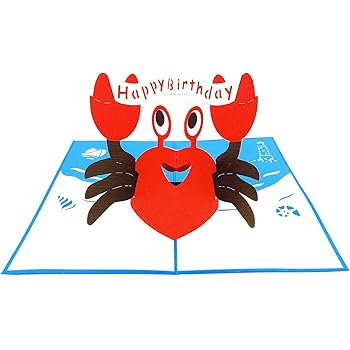 Amazon Com Cangrejo Feliz Cumpleanos Neutral De Genero Pop Up Tarjeta De Cumpleanos Office Products