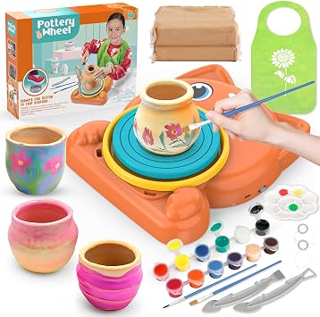 Aujazyble Pottery Wheel for Kids - Complete Pottery Painting Kit Art Supplies Arts and Crafts for Girls Boy Kids Toy, Birthday Halloween Christmas Gift for Kids Ages 6 7 8 9 10 11 12+, Dog