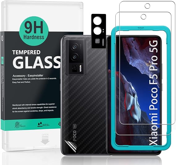 Ibywind For Xiaomi Poco F5 Pro 5G Screen Protector,2 Pack,9H Hardness Tempered Glass And Camera Lens Protector,with Alignment Frame,Full Coverage,Bubble Free,Fingerprint Unlock,Scratch Resistant