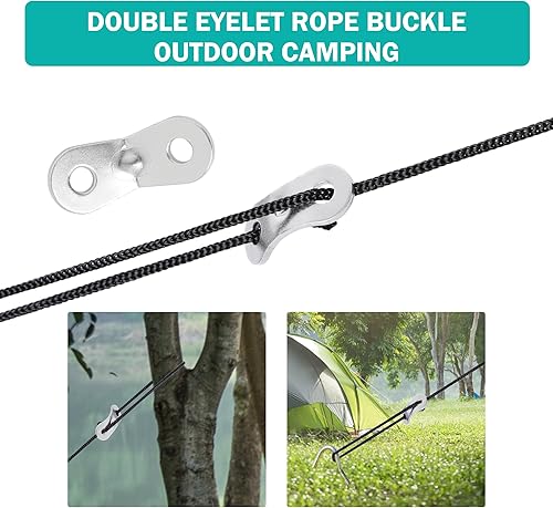 Miniatura 2 de uxcell Tensor de cuerda de guyline de aleación de aluminio, tensores ajustables para tienda de campaña para accesorios de camping, ajustadores de