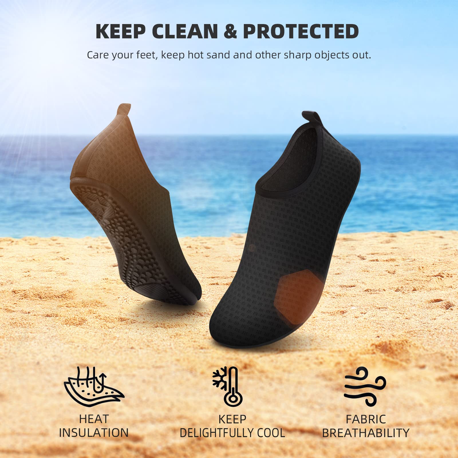 Condition photo showing New/Like New for ATHMILE Water Shoes for Women Men Barefoot Quick-Dry Aqua Socks for Beach Swim Pool River Yoga Lake Surf Sport Shoes Cruise Essentials Swimming Size 8.5-9.5 Women/7.5-8.5 Men