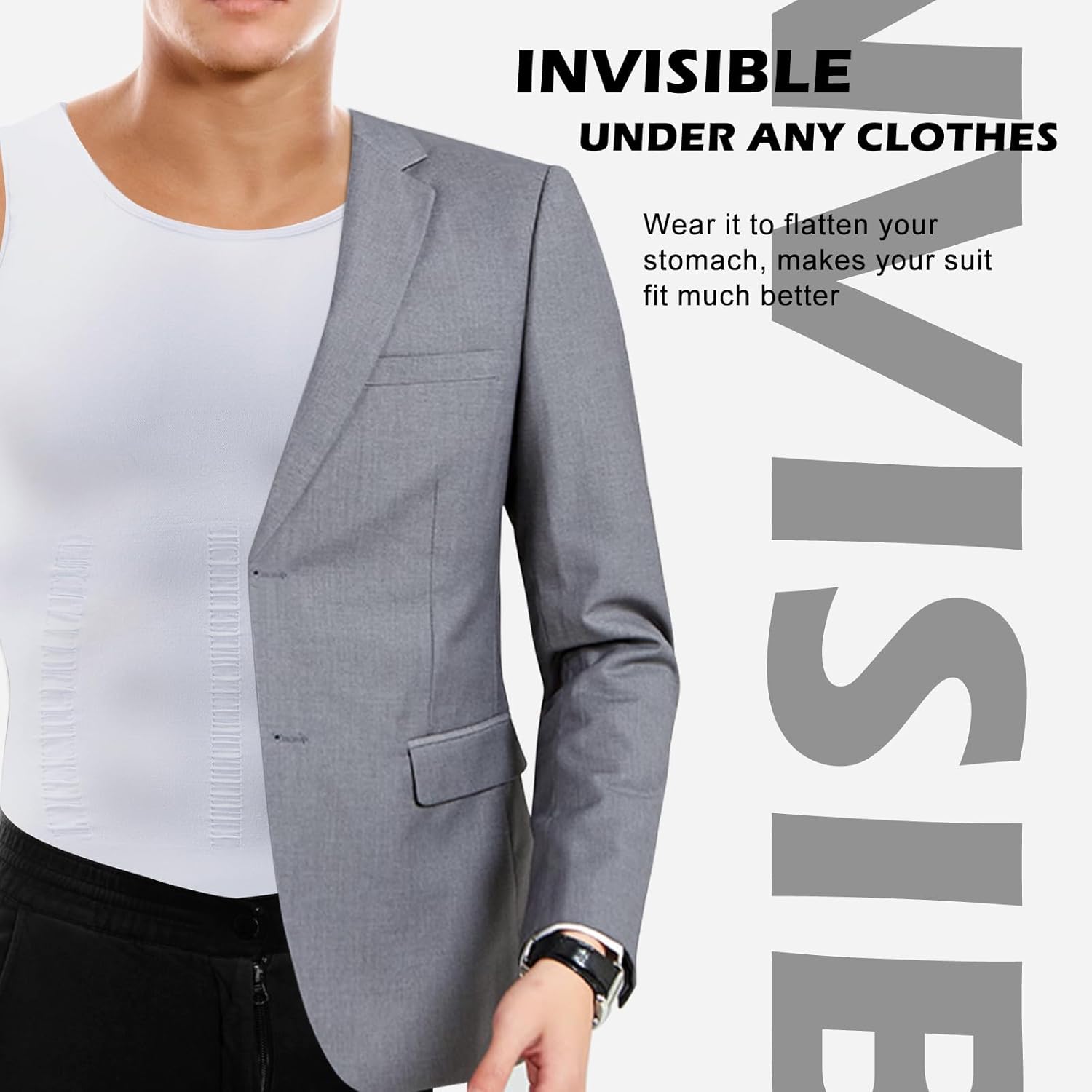 Gynecomastia Compression Shirts, Mens Slimming Body Shaper Vest, Tummy Control Undershirts - Image 5