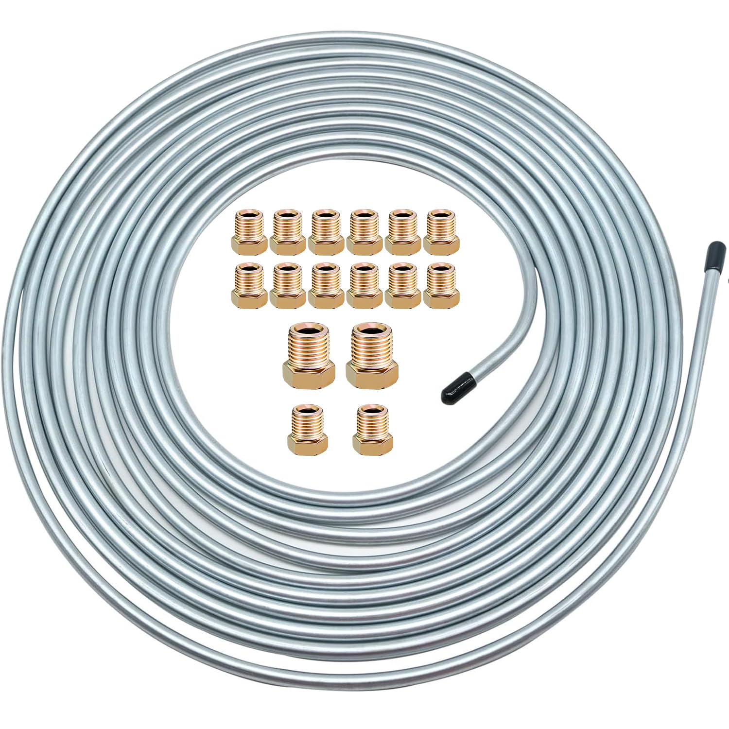 1/4" Tubing Kit - 25 Ft. of 1/4 Flexible Copper Coated Brake Line Tube for hydraulic brakes Fuel Transmission System and 16 Inverted Flare Fittings