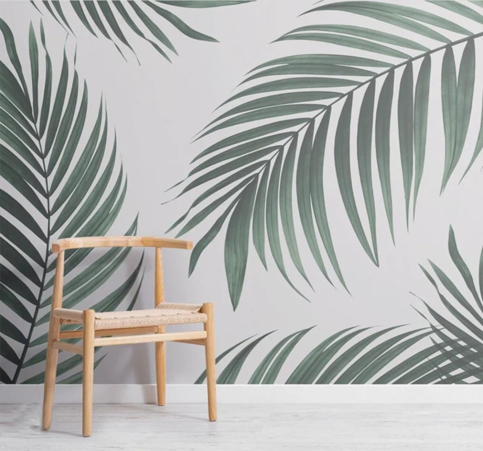 Minimalist Fresh Hand Drawn Plants Palm Leaves 3D Wallpaper Easy Install Feature Office Living Room Sofa Bedroom TV Background Wall Decoration-250cm×170cm