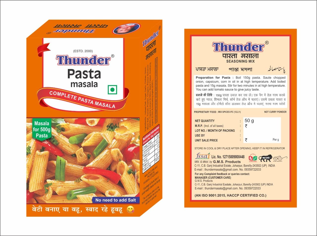 Pasta Masala Spice Mix - Authentic Indian Pasta Seasoning | Vegetarian, Spicy, Quick & Easy Pasta Masala for All | Ready-to-use Homemade Pasta Flavoring, Instant Thunder Pasta Masala Powder (B0C4L5TSSJ) Amazon Price History, Amazon Price Tracker