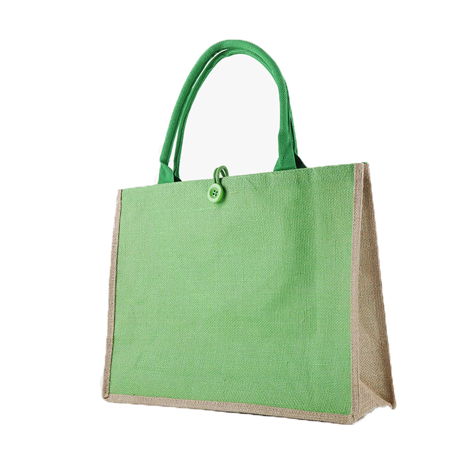 Torba na zakupy z juty, Torby na zakupy z juty Wielokolorowe Wiele rozmiarów Wielokrotnego użytku Oddychające Można prać Wodoodporne(Green a,45x35x14cm)
