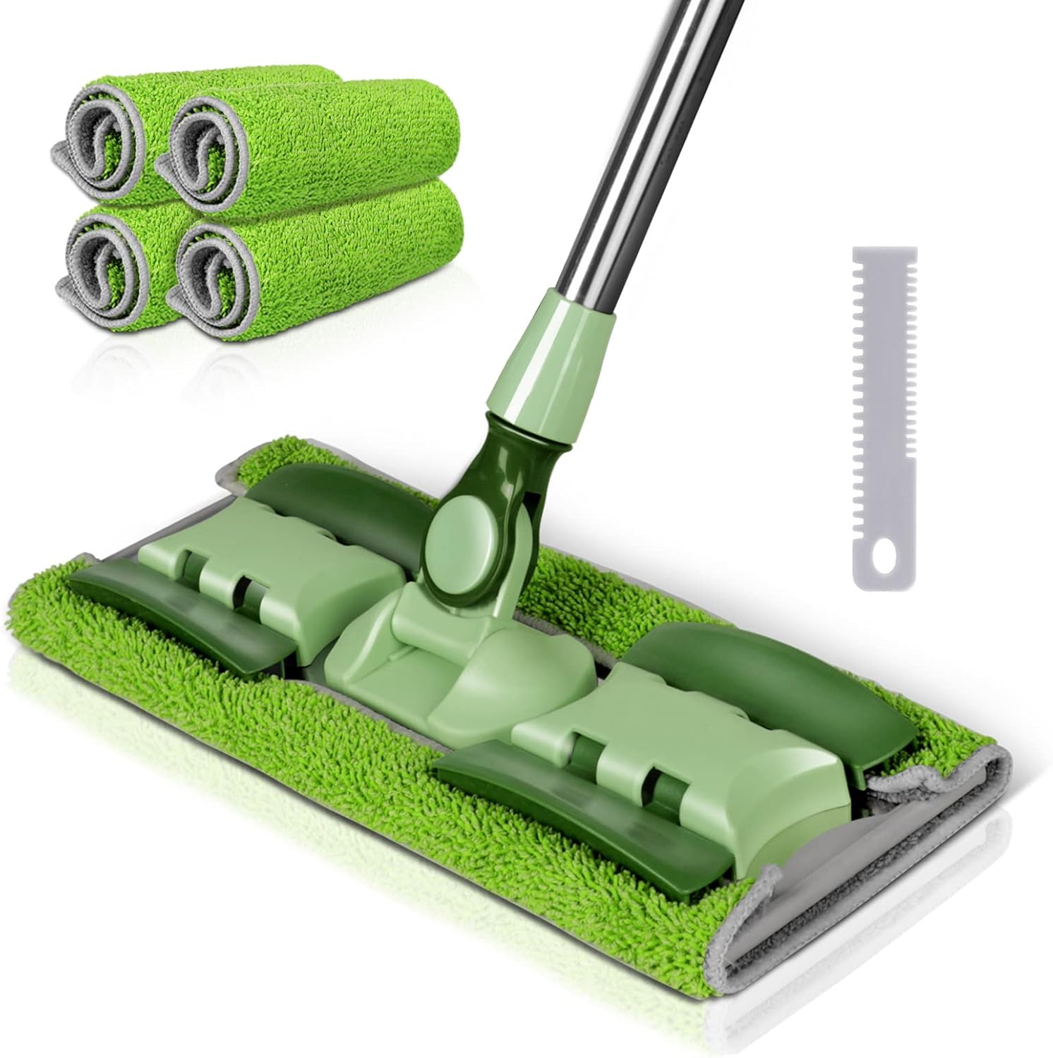 Masthome Microfibre Mop, Flat Floor Mops with 4 Washable Pads & 151cm