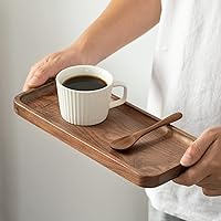 Vista 5 de Muso Walnut Serving Tray - Solid Wood Small Rectangle Platter for Bathroom, Dinner, Tea, Coffee (11.8 x 5 in)