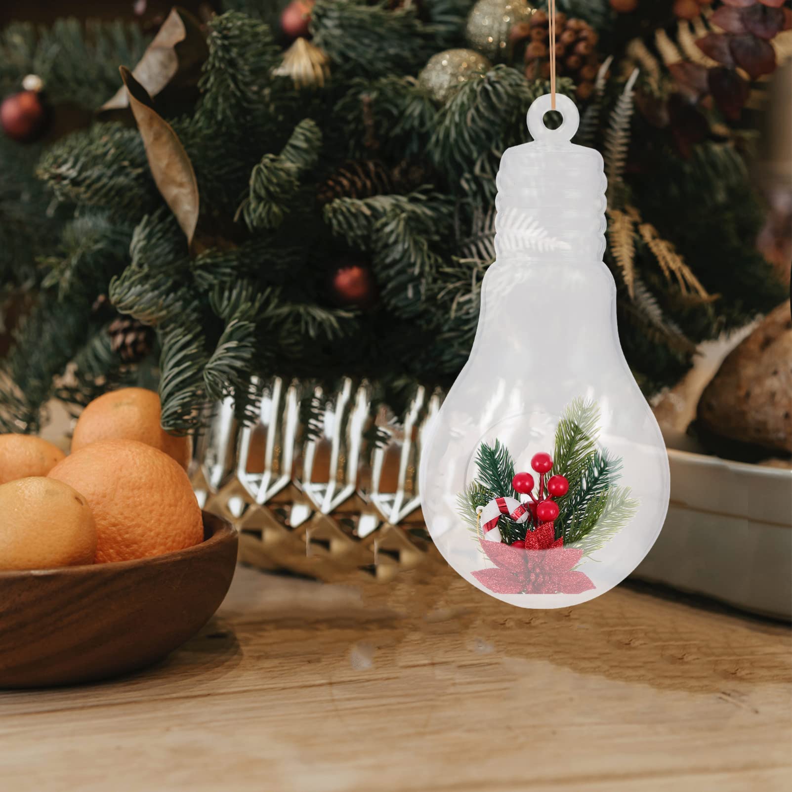 Boules De Noël Transparentes Boules De Boules Rechargeables en Acrylique Ornements Artisanaux Vides pour Décor De Fête d'arbre De Noël 12 Pièces
