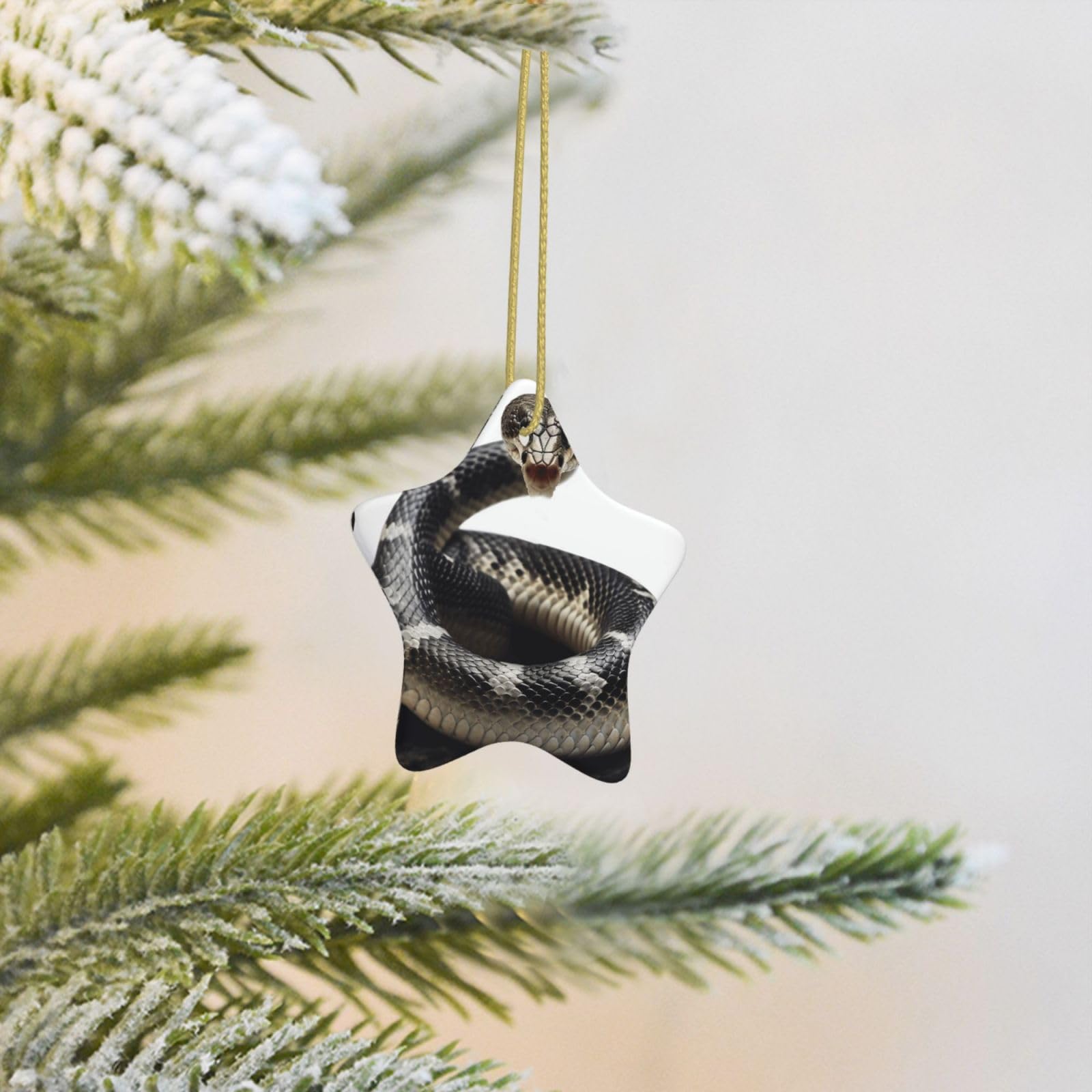 Christmas Tree Decoration Hanging Star Ornament Cobra Snake Ceramic Ornaments Christmas Tree Decorations Star Pendants for Xmas Tree Winter New Year Wedding Party Supplies