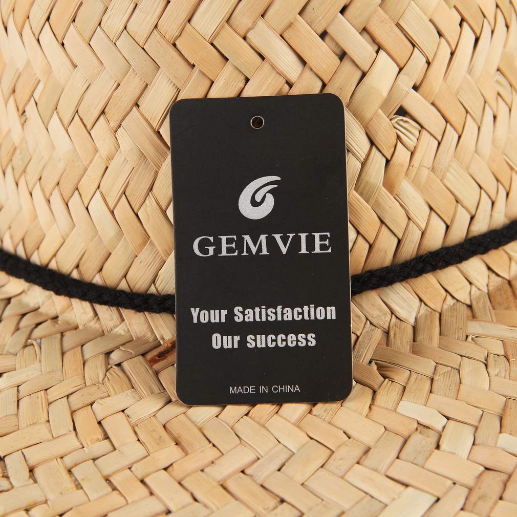 Gemvie Chapeau de paille mixte - protège du soleil - bord large - pour plage/campagne/pêche/été