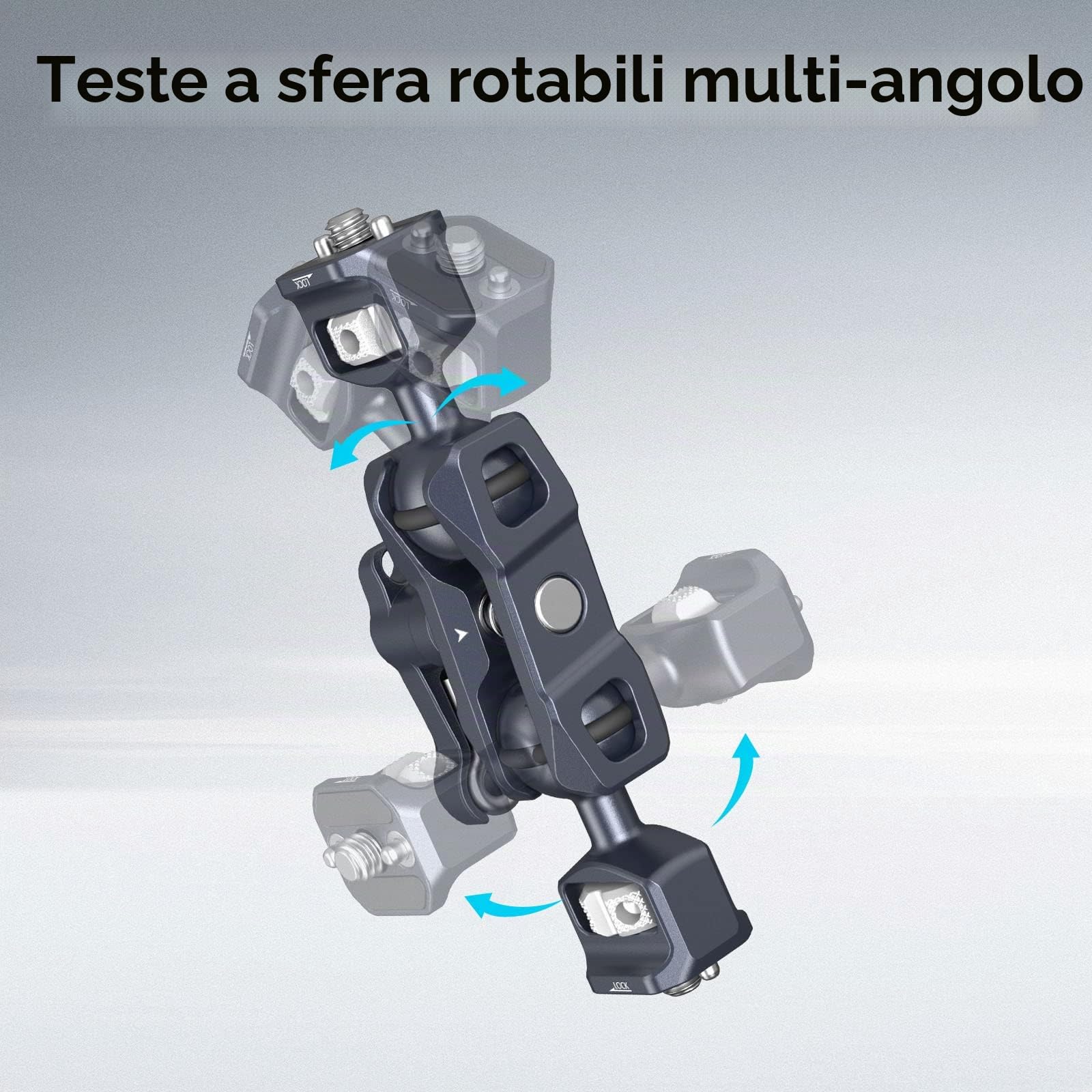 SMALLRIG Braccio Magico con Doppia Testa a Sfera con Viti da 1/4"-20, Carico Massimo 13.23lbs/6kg, Solo 88 g, Realizzato in Lega di Alluminio e Acciaio Inossidabile - 3873