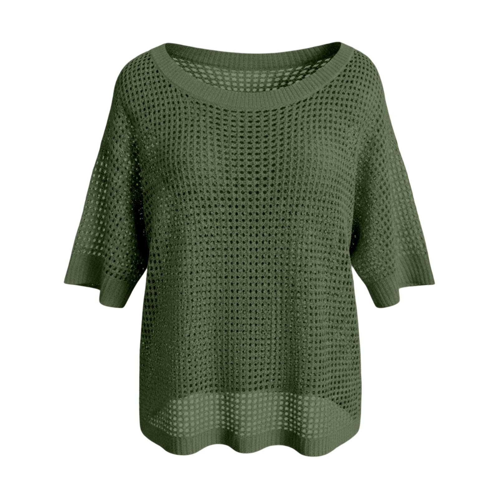 Maglione da donna all'uncinetto con spalle scoperte, oversize, in rete, da spiaggia, per festival, streetwear, vacanze estive