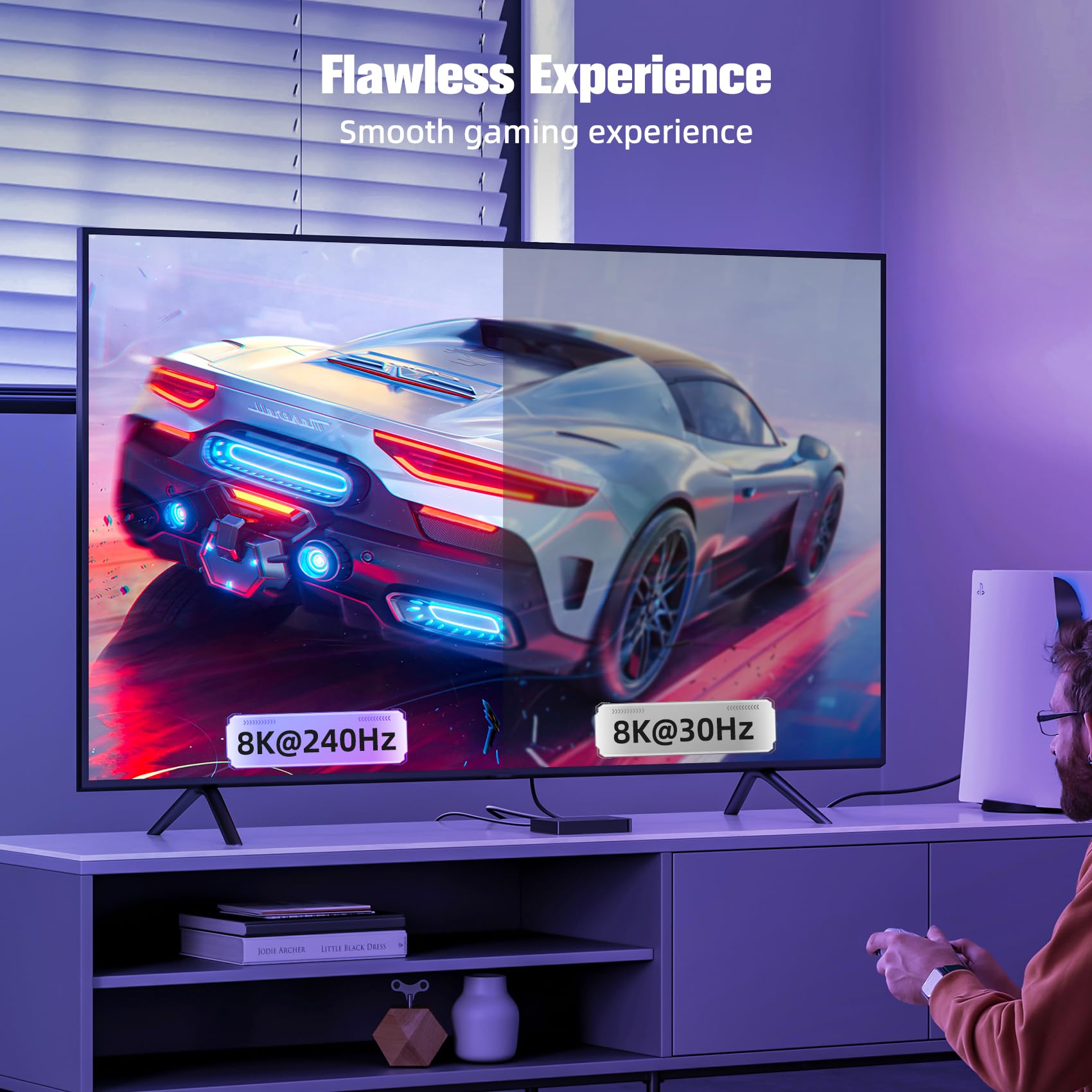 16K Câble DisplayPort 2.1, Cable DP 1M 80Gbps Supporte 16K@60Hz, 8K@120Hz, 4K@240Hz, HDR10, DSC 1.2a, FreeSync et G-Sync, pour Moniteur de Jeu, Laptop, TV, Carte Graphique, PC