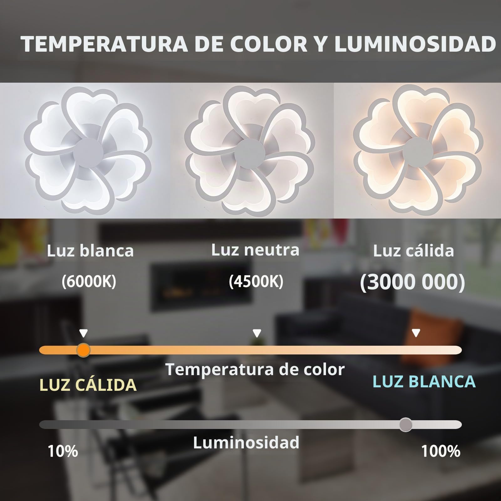 7200 Lúmenes,Lampara Techo,Flower Modern,Lámparas de Diseño de Techo,3000K-6000K,Función De Memoria,Regulable,Lamparas Techo Luz,Suave 72W,Adecuado Para Sala De Estar Dormitorio Comedor Cocina