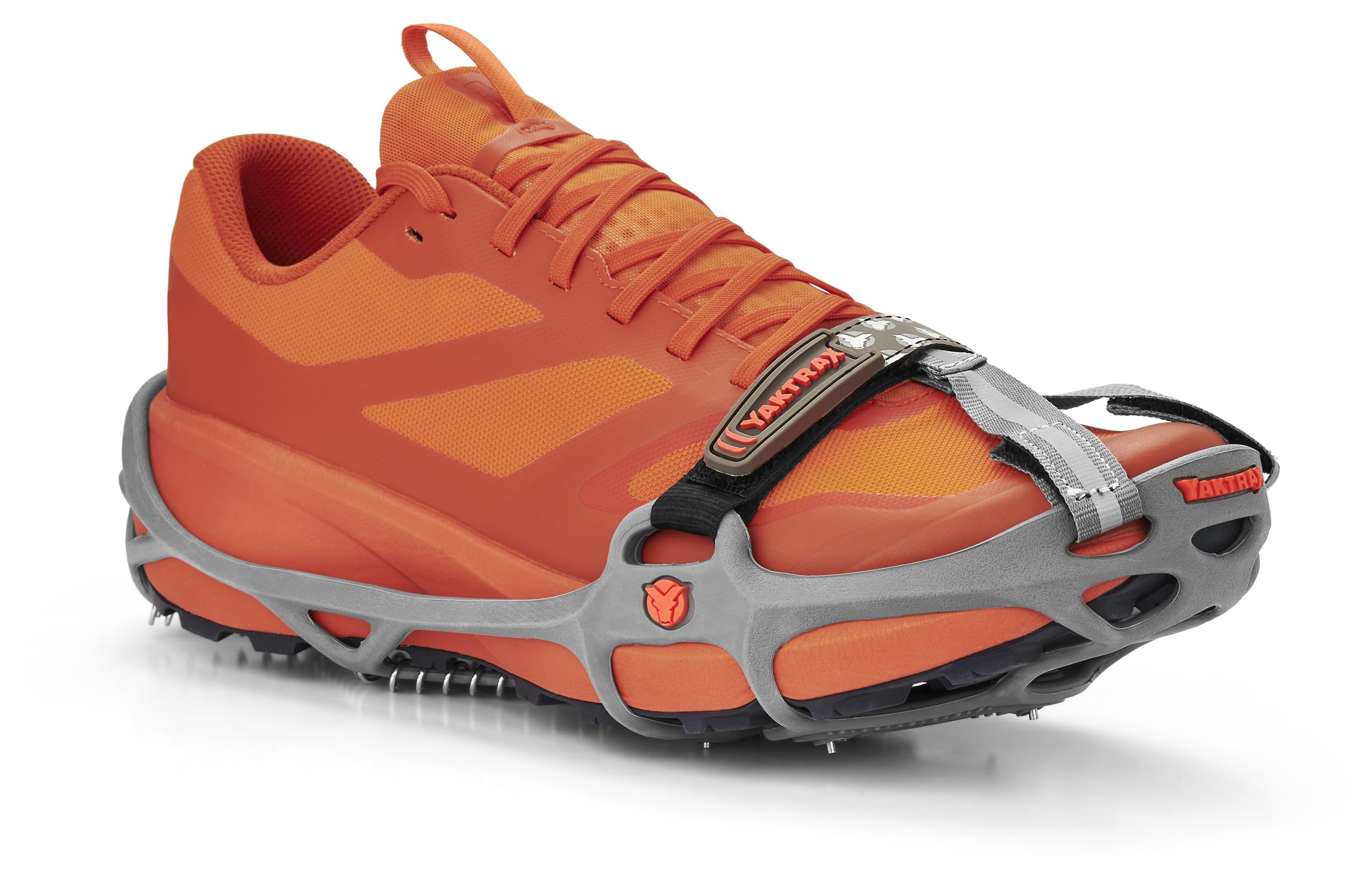 YAKTRAX Run Crampons pour Chaussures de Course, Pointes en Acier au carbure de 3 mm et bobines en Acier Inoxydable de 1,4 mm, offrent Une Traction sur la Glace et la Neige, Gris