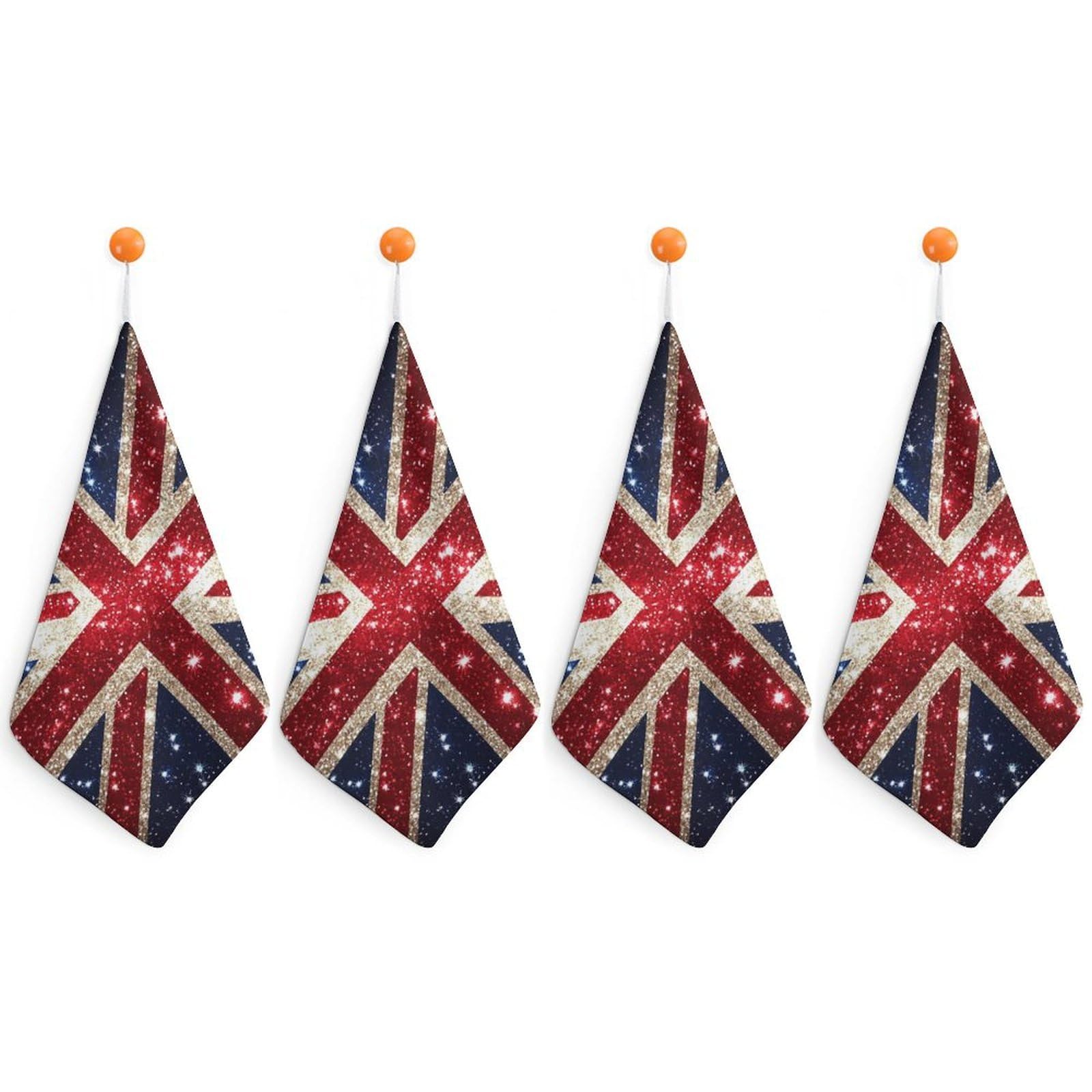 TXFBTRFSA England Shining UK Flag Hand Towels with Hanging Loop Kitchen Towel Handkerchiefs Cleaning Cloths